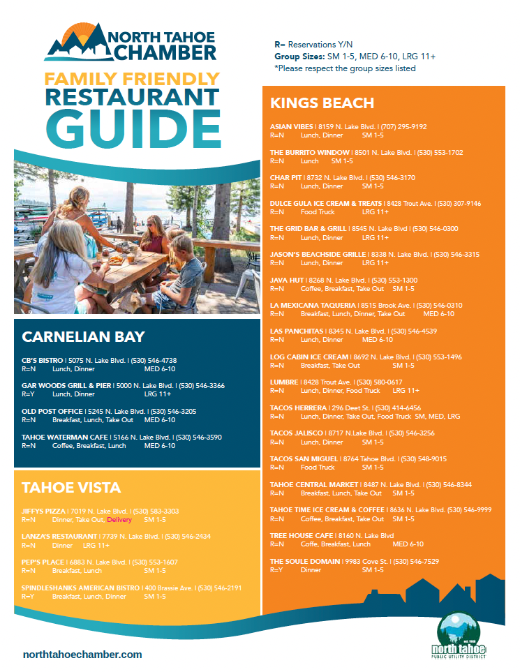 Family friendly restaurant guide to north lake tahoe